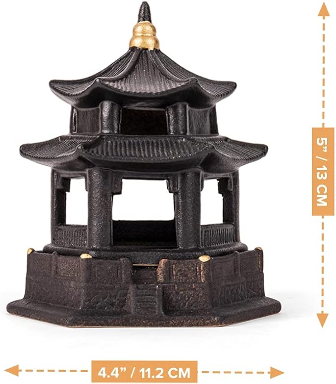 Mini Pagoda Lantern Stand - Asian Garden Decor - Japanese Decor Incense Burner - Zen Garden Sculptures & Statues - Tabletop Pagoda Lantern Decor - Candle Holder - Feng Shui Yard Art - Oriental Decor