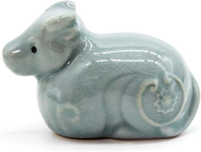 12 Chinese Zodiac Tea Pet, Unique Crackle Ru Porcelain, Traditional Chinese Cultural Tea Accessory, Asian Home & Office Decor, Gift for Tea Lovers & Anniversaries (Ox 1pc)