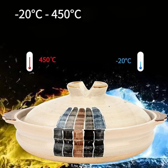 Japanese Clay Pot for Cooking with Lid, 2.2L Ceramic Casserole for Shabu Shabu & Stewing, Korean Stone Pot for Soup Bowls, Heat Resistant Earthenware Pot & Terracotta Cooking Pots for Gas,0.8L,A