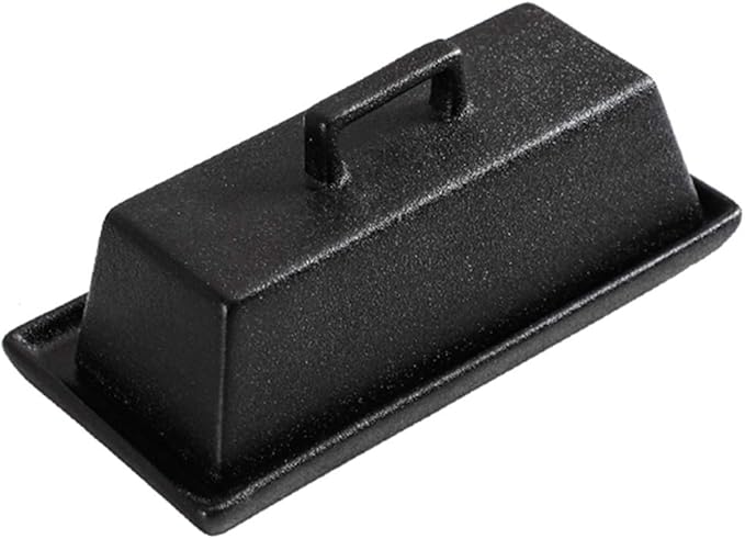 Sizikato Porcelain Butter Dish with Lid, Matte Black-7.5 inch