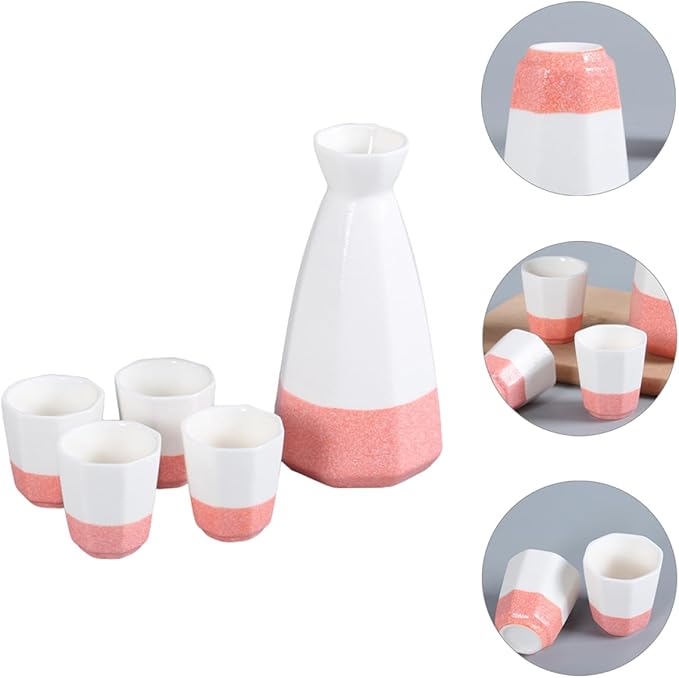 Sake Cup Set,Japanese Sake Cup,1 Set/5pcs Flagon Wine Glass Set Water Bottle Set Korean Gifts Wedding Champagne Glasses Ceramics Ceramic Drinkware