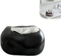 Decorative Ceramic Tissue Box Cover Modern Sculptural Design Creative Tissue Holder Smooth Finish for Home Office Bathroom (Black)