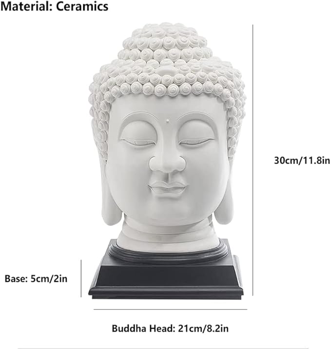 Buddha Statue,buddha statues for home 11.8" Buddah Head Statute Ceramics Buddha Figurine – Hand Carved Collectibles Feng Shui Southeast Asia Buddah Sculpture For Home Decor Praying Buddha Statue