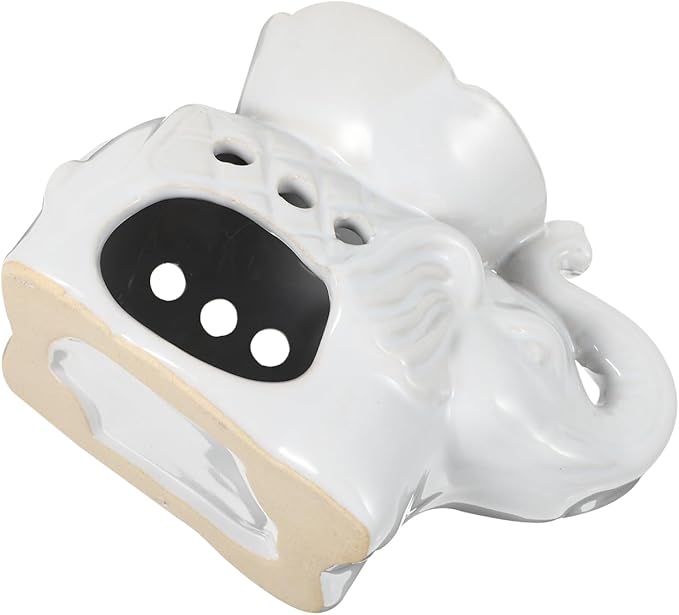 Healifty Wax Melt Warmer Ceramic Elephant Essential Oil Burner Aroma Burner Tealight Candle Holder for Yoga Spa Home Bedroom Decor (White)