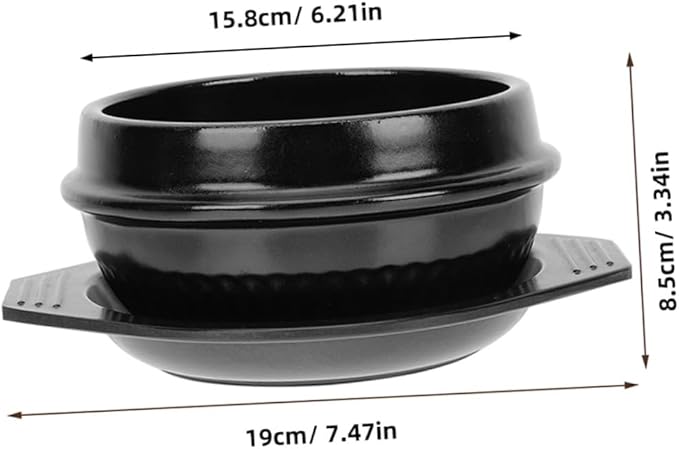 LIFKOME Casserole Cookware Korean Stone Pot Korean Dolsot Pot Bibimbap Bowl Heat Resistant Ceramic Easy to Clean