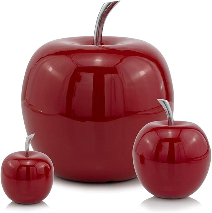 Modern Day Accents 3772 Manzana XL White Apple, Fruit Decor, Teacher Gifts, School, Teacher Decor, Apple Gifts, Office Desk Decor, Home Decor, White, Silver Stem, Sculpture, Aluminum, 11" Lx11 Wx13 H