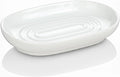 White Ceramic Soap Dish, Minimalist Bar Soap Holder - Elegant Hostess Gift, Housewarming Gift for New Home, Decorative Soap Tray for Bathroom, Kitchen