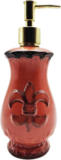 ACK Ceramic Hand Painted Refillable Tuscany Fleur De Lis Refillable Soap Dispenser, Lotion Jar, Kitchen Décor, Bathroom Décor