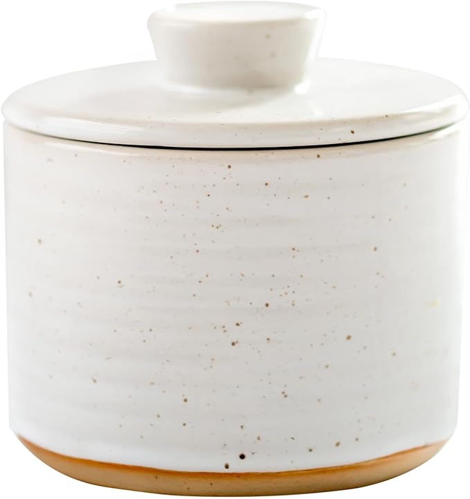 Premium Ceramic Butter Crock with Water Seal | Large 3-Stick Capacity Farmhouse French Butter Keeper | Speckled Stoneware & Natural Clay | Gift-Ready Packaging, Keeps Butter Soft & Spreadable