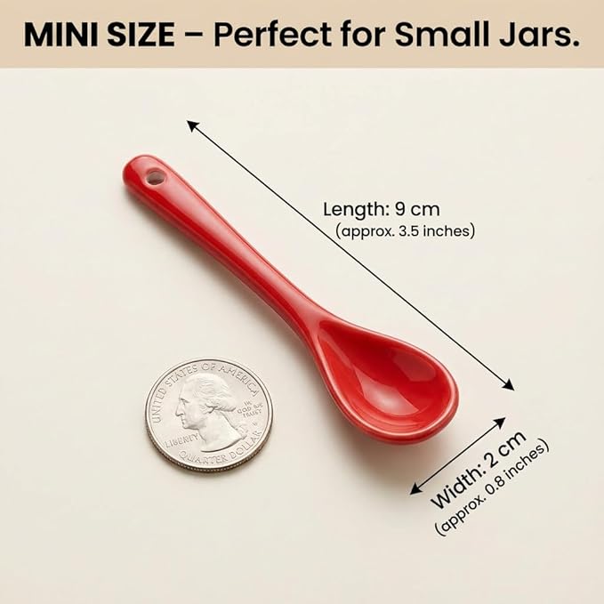 Mini Spoons for Spices, Ceramic Spoon 3.5 inch for Spice Jars, Espresso Spoons, Small Seasoning Spoon for Salt, Coffee, Sugar, Powder and Pepper (Colored spoon A set of 8)