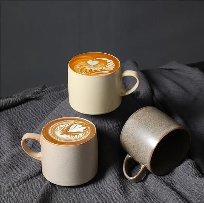12oz Japanese Minimalistic Asian Aesthetic Rustic Handmade Ceramic Pottery Coffee Mug, Lead-Free Glaze Artisanal earthen Tea Mug, Sturdy Tea cup with handle, Handmade stoneware mugs for office (Gray)