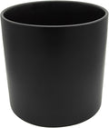 WGVI Black Ceramic Cylinder Vase Width 7" Height 6.75", Flower Arrangements, Candle Holder, Terrarium Planter Pot, Storage Container Organizer, Pen Brush Holder, 1 Piece