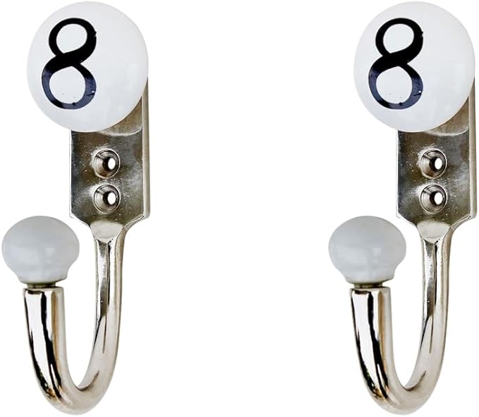 IndianShelf 2 Ceramic, Zinc Decorative Cute Hooks for Hanging Coats, Jackets, Leash, Hat, Towel, Backpack, Purse, Handbag for Home Styling -White
