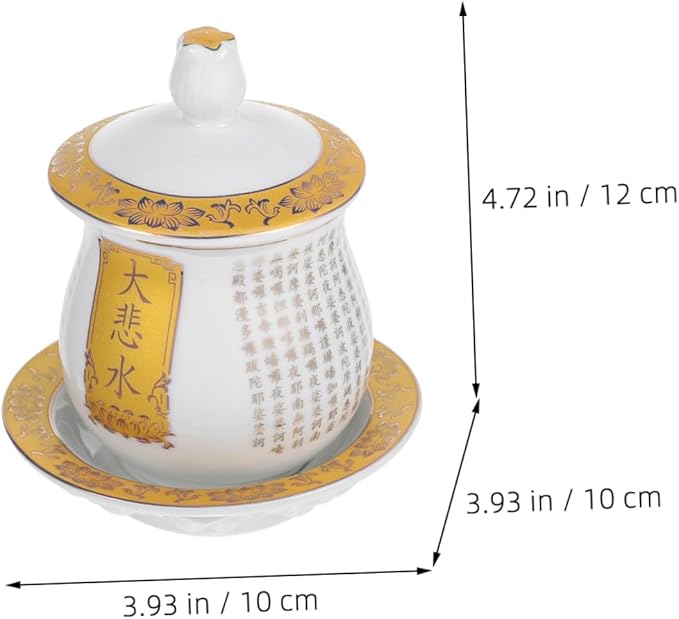 ABOOFAN Ceramic Offering Cup for Rituals Elegant Mug Decorative Chalice for Temple Ceremonies Engraved for East Asian Cultural Practices