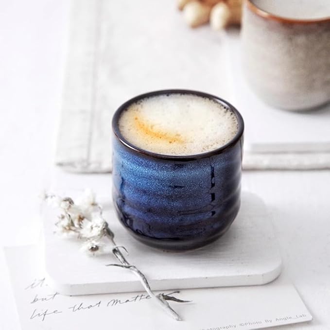 6.8 oz Ceramic Coffee & Tea Cups, Set of 4, Espresso Cups for Americano, Hot Tea, Iced Coffee, Cold Brew, Cocoa, Milk, Microwave & Dishwasher Safe