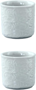 Ceramic Espresso Cups Set of 2-3oz Demitasse Cups for Coffee & Tea, No Handles, Durable & Dishwasher Safe (Grey white, Small)