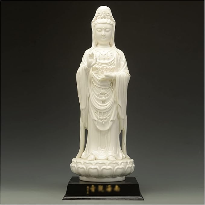 Feng Shui Ornaments Ceramic South Sea Guanyin Buddha Statue, Asian Goddess of Compassion and Mercy. Buddhist Deity Protector of Women. Collectible Decor Sculpture. Feng Shui Statue (Size : Medium)