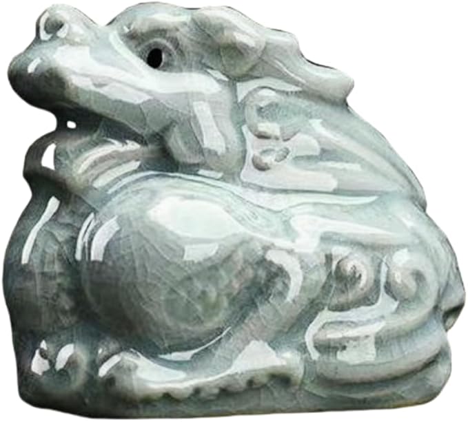 Ceramic Ornaments Ceramic Pixiu Sculpture Chinese Asian Decoration Symbol of Wealth and Treasure - Silver Grey