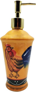 ACK Hand Painted Ceramic Refillable Rooster Soap/Lotion Dispenser, Lotion Jar, Kitchen Décor, Bathroom Décor