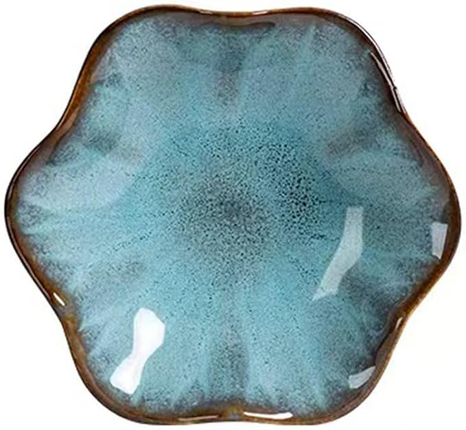 Lotus Leaf Shape Decorative Ring Tray, Small Key Bowl, Ceramic Trinket Tray Jewelry Dish Organizing Necklace Earrings, Home Decoration for Mom Best Friend Sister, Sea Blue.