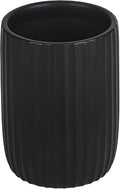 8 oz Toothbrush Holders for Bathroom, Ceramic Tooth Brushing Dispenser, Small Tooth Brush Organizer for Countertop, Toothpaste Storage Stand, Tumbler Storage Cup for Makeup Brushes -Black