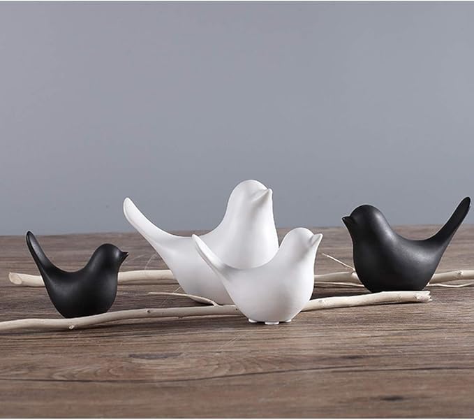 Home Small Statues Ceramic Decor Black Birds Modern Style Decorative Ornaments for Living Room