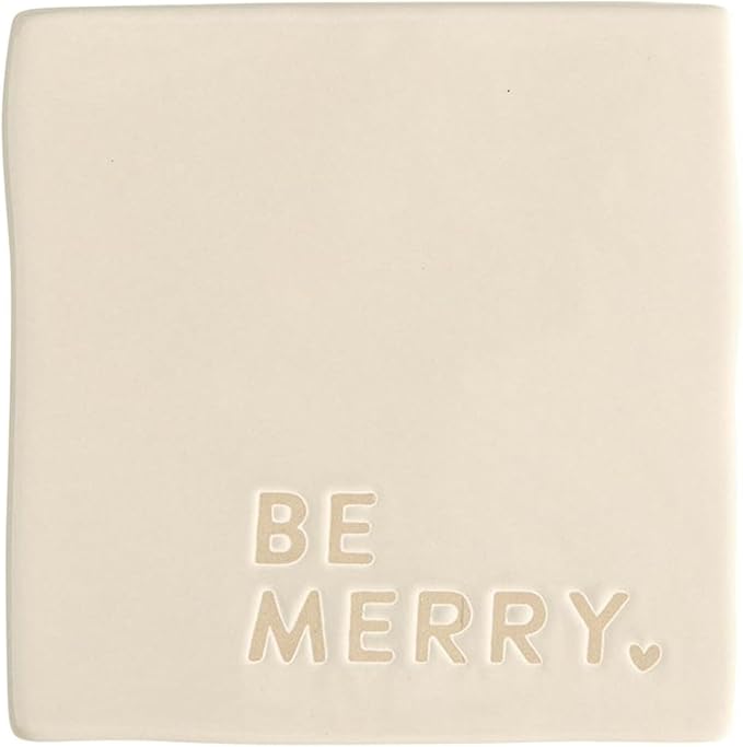 Santa Barbara Design Studio Ceramic Christmas Coasters - Holiday Table Décor, Set of 4, Joy Love Drink Be Merry