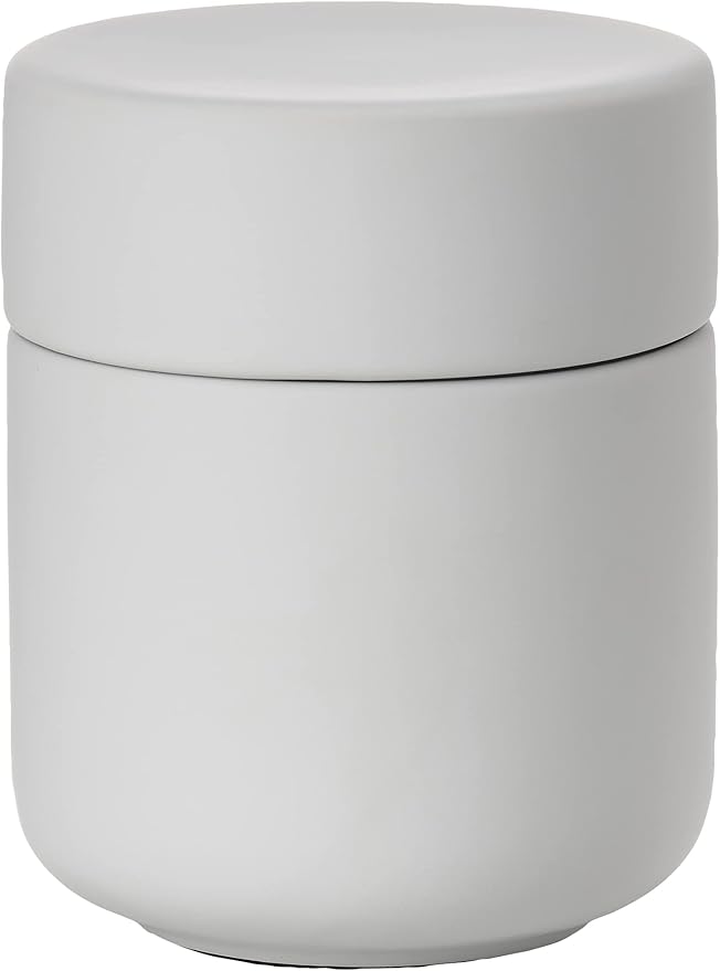ZONE DENMARK Ume Taupe Cosmetic Jar - Elegant and Functional Storage Solution for Your Beauty Essentials, Infusing Scandinavian Design into Your Vanity Space (Soft Grey)