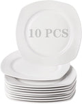 TAMAYKIM 10-Piece Small Square Porcelain Dessert Plates Set - 7.5 Inch Ceramic Appetizer & Dinner Plates, Microwave, Oven & Dishwasher Safe, Scratch Resistant, White