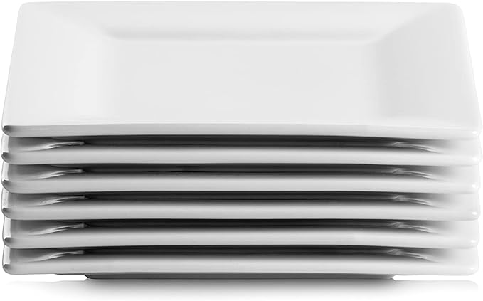 10 Strawberry Street Ceramic Simply White 6" Square Appetizer Plate, Set of 6