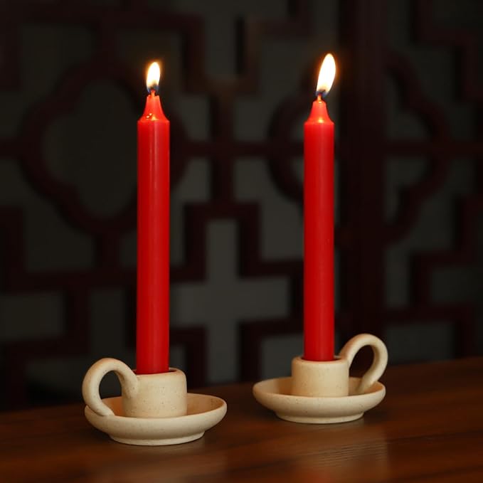 Cabilock Candle Holder Ceramic Candle Holder Ceramic Candlestick Holder Nordic Style Taper Candle Stand Candle Burning Display Holder Desktop Ornament for Home Wedding Party（2 pcs）