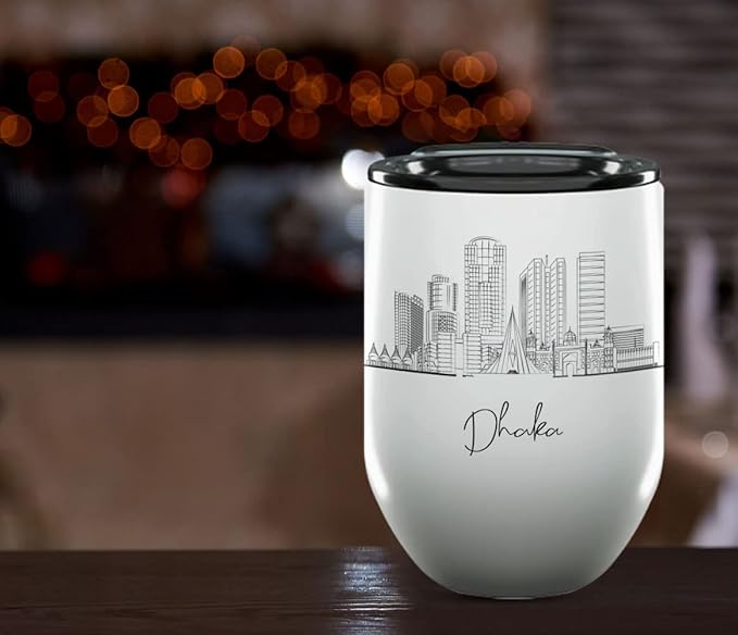 Jakarta Skyline Wine Tumbler, Asia Skyline 12oz Wine Tumbler, Custom Wine Tumblers Gift For Birthday, Spill Resistant Tumblers for Women, Personalized Wine Tumbler