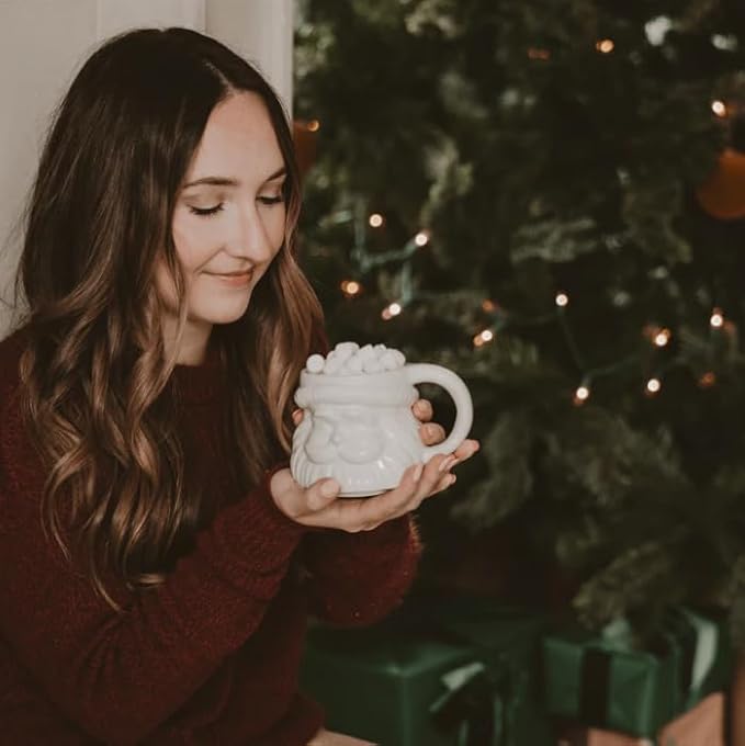 Sweet Water Decor Santa Face Mugs - 19oz Santa Hot and Cold Holiday Drinkware Gift - Ceramic Christmas Decoration Mug