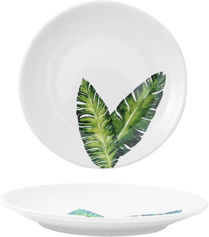 6 Inch Set of 4 Assorted Designs, Porcelain Plates With Plant Patterns, Ceramic Dessert Plates, Dishware for Sandwiches Salad Pasta,Microwave Oven Dishwasher Safe