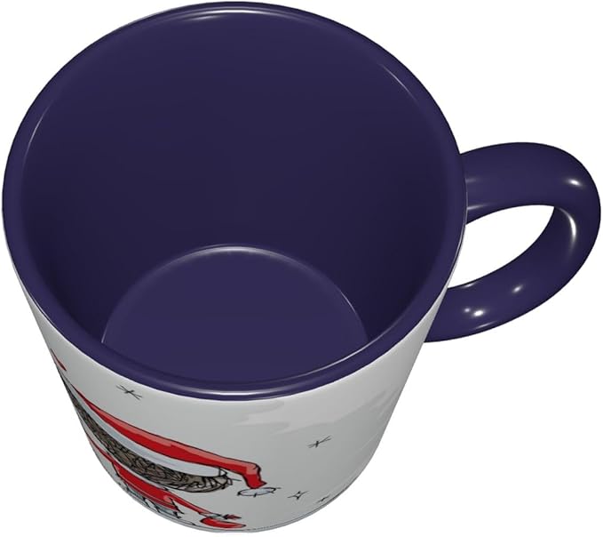 Asian,Ceramic Coffee Mug, Pattern Based on Traditional, Funny Tea Cup, 6 Colors to Choose, 11 Oz, Dishwasher and Microwave Safe (Navy blue)