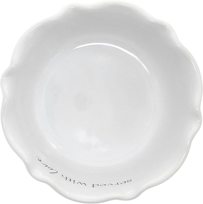 Pavilion Gift Company - Served With Love - 4.5" Ceramic Bowl With Bamboo Serving Spoon Neutral Ombre Kitchen Serveware Housewarming Gift Hostest Host Present