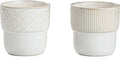 Espresso Cups Set of 2, 4oz Espresso Shot Cups, Mini Coffee Mugs Farmhouse Decor, Demitasse Cup Perfect for Coffee Maker, Microwave and Dishwasher Safe, (Embossed Stripes+Checks