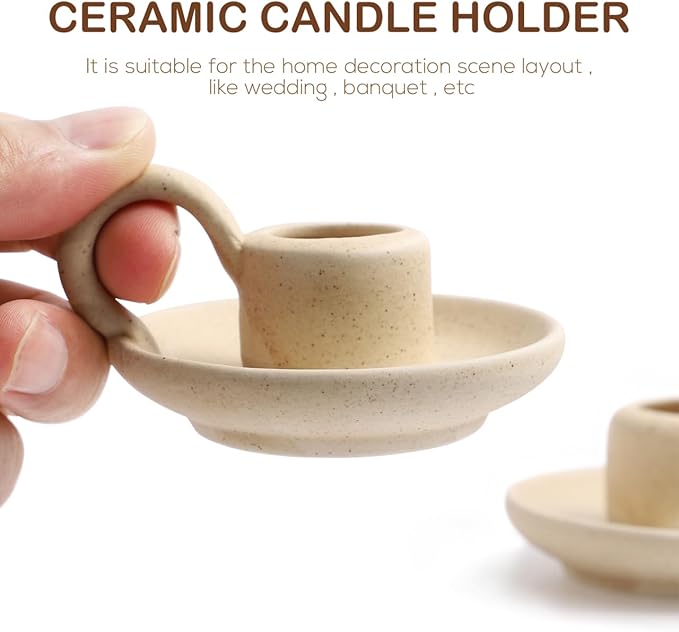 Cabilock Candle Holder Ceramic Candle Holder Ceramic Candlestick Holder Nordic Style Taper Candle Stand Candle Burning Display Holder Desktop Ornament for Home Wedding Party（2 pcs）