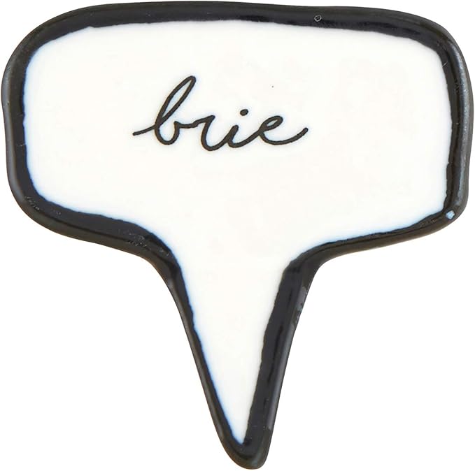 Santa Barbara Design Studio Table Sugar Ceramic Cheese Markers Set of 4, 2" x 2", White/Black