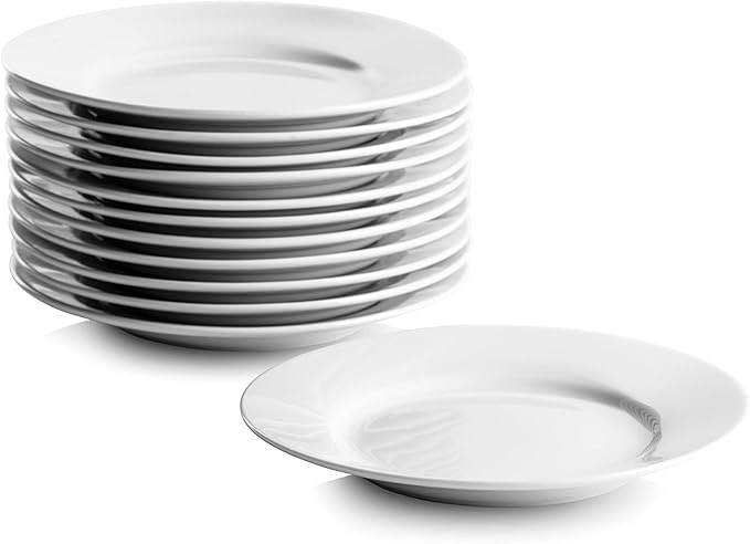10 Strawberry Street 6" Catering Round Appetizer Plate, Set of 12,White