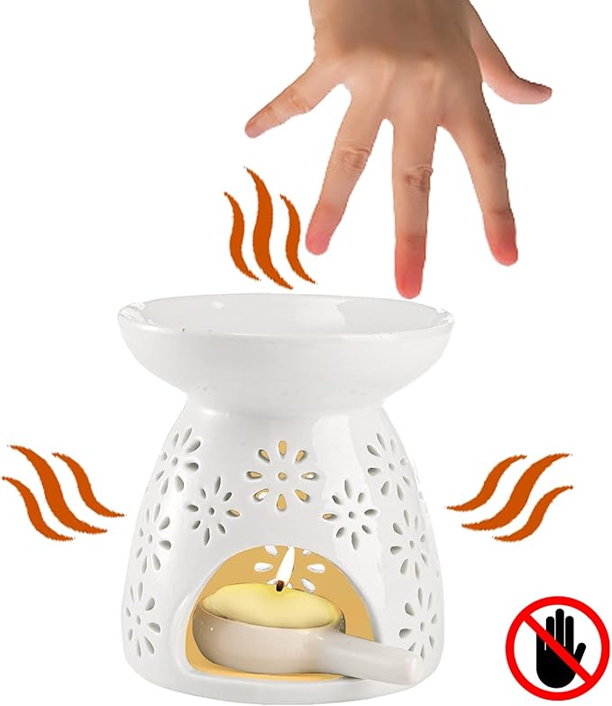 Lawei Set of 3 Ceramic Tealight Candle Holder, Essential Oil Burner Wax Melt Burners, Aromatherapy Aroma Diffuser Burner for Home Bedroom Decor Christmas Housewarming Gift