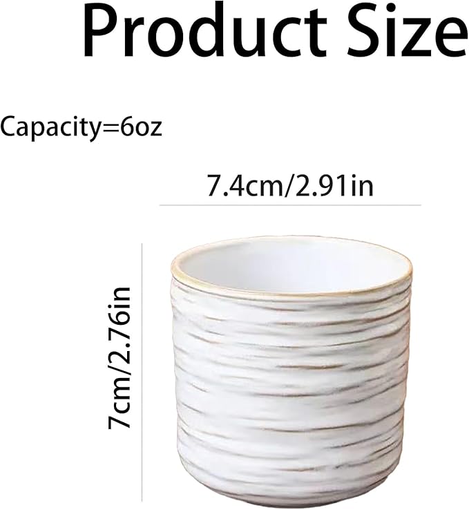 Vinitage Ceramic Mug, Japanese Tea Cup 6oz Cup No Handle Drinking Cup for Latte Milk Water Beverage Juice Microwave and Dishwasher Safe, Kiln Transformation Cup (Vintage White)