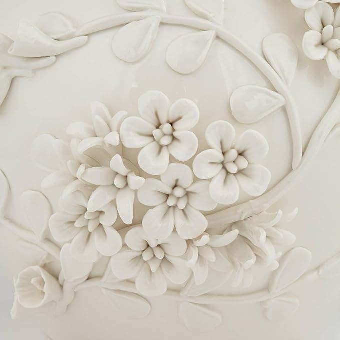 Bloomer 8 3/4" Wide White Glazed Floral Cottage Core Decorative Vase - Dahlia Studios