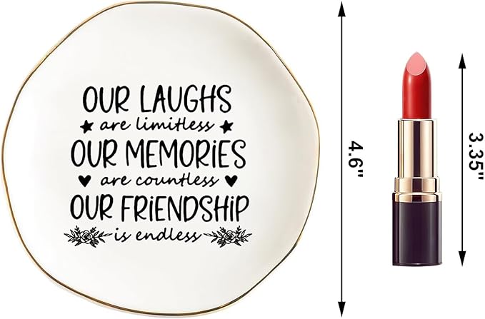 Friendship Gifts for Women Best Friend Jewelry Dish, Our Laughs are Limitless, Our Memories are Countless