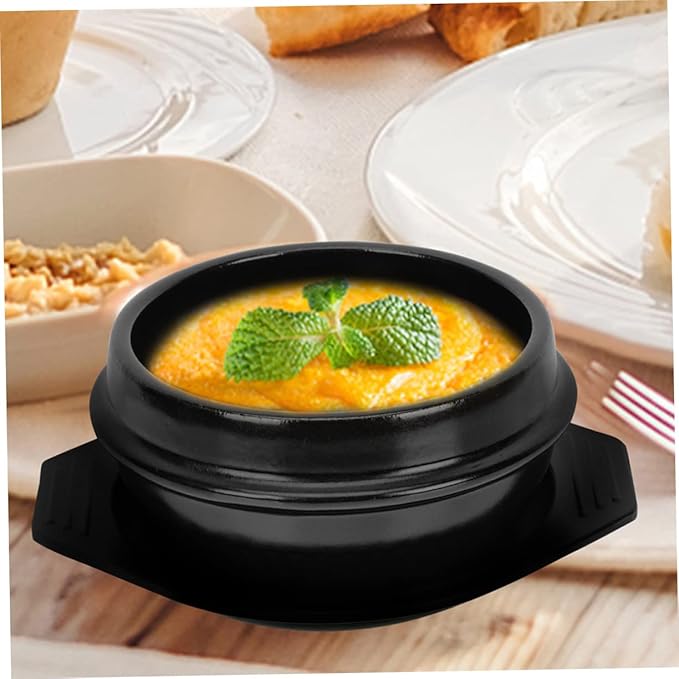 Korean Stone Pot Ceramic Cooking Pot Stew Korean Style Heat Insulated Tray for Soup Noodles