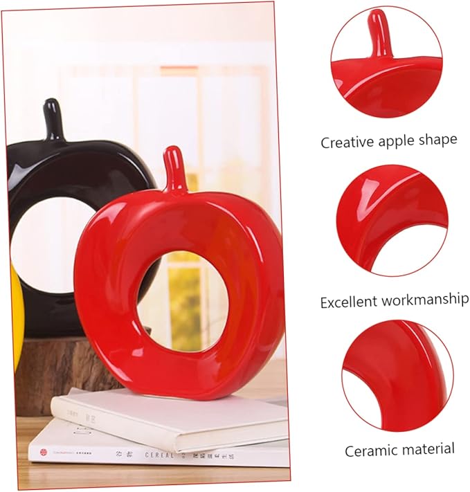Ceramic Apple Figurine Handmade Decorative Statue for Home and Office Desktop Decor Adorable Red Apple Ornament for Room and Living Room Holidays