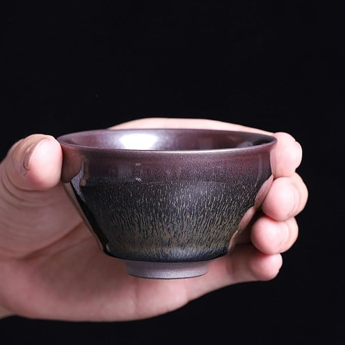 Traditional Japanese ceramic tea bowl, handcrafted with Tenmoku glaze, matcha bowl, tea ceremony cup, Jian ware, master-crafted teacup, Tenmokubowl (Jianhao teacup)