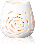 White Ceramic Rose Hollow Candle Holder – Creative Aromatherapy Essential Oil Burner, Wax Melt Diffuser & Tealight Candle Holder for Home Bedroom Decor, Perfect Christmas & Housewarming Gift