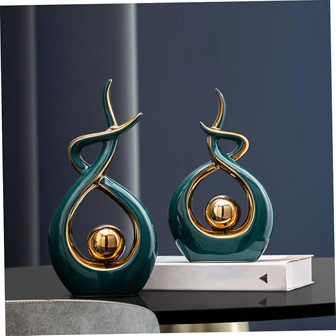LIFKOME Ceramic Abstract Sculpture for Decor Unique Artistic Ornament for Bookshelf Tv Cabinet and Dining Table Centerpiece Contemporary Stylish Figurine and Finish