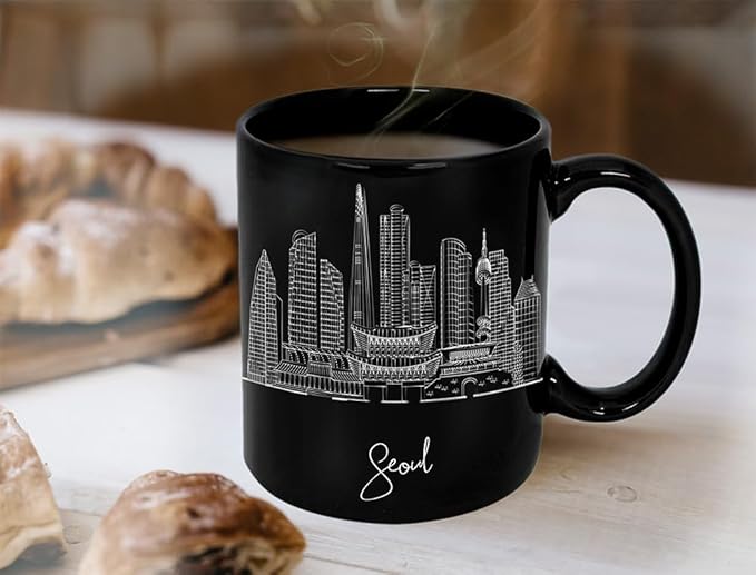 Seoul Skyline Ceramic Mug, Asia Keepsake 11oz White Mug, Custom Coffee Cup, Gift For Birthday, Asia Skyline Coffee Cup, Mugs for Women, Personalized Coffee Mugs